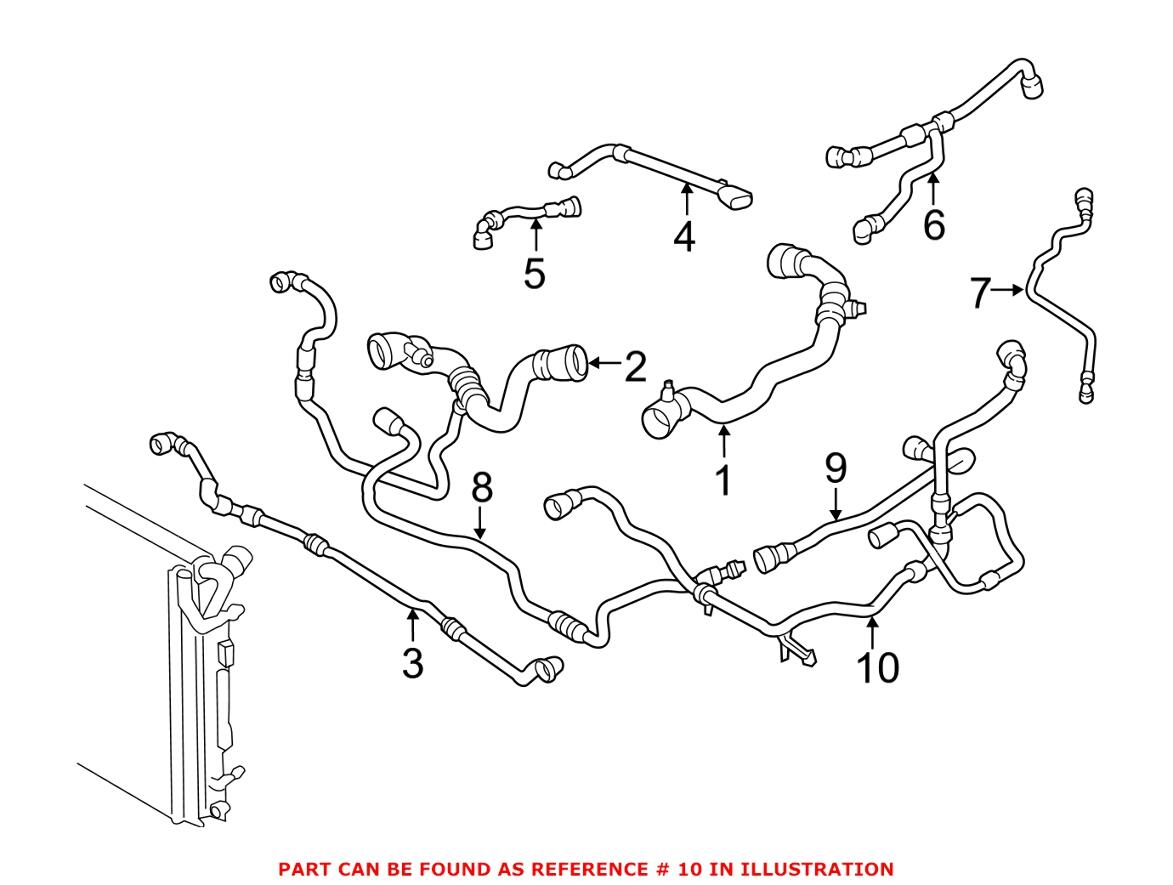 BMW Engine Coolant Reservoir Hose - Passenger Right 17128634283